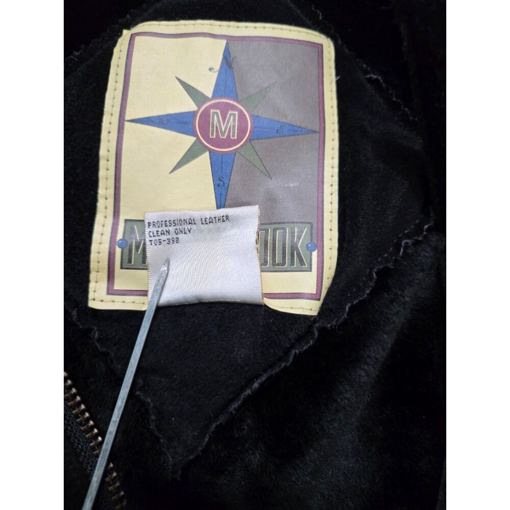 Vintage Middlebrook Park Black Genuine Suede Leather Jacket Faux Fur Trim Medium - Picture 6 of 6